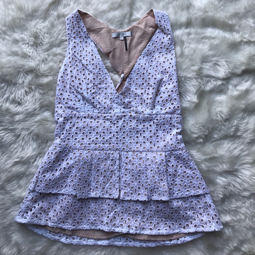 White Eyelet Halter V-Neck